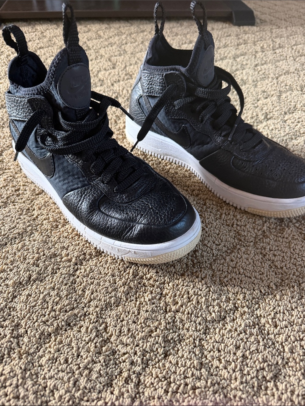 Nike Black High-Top Athletic Sneakers with White Sole